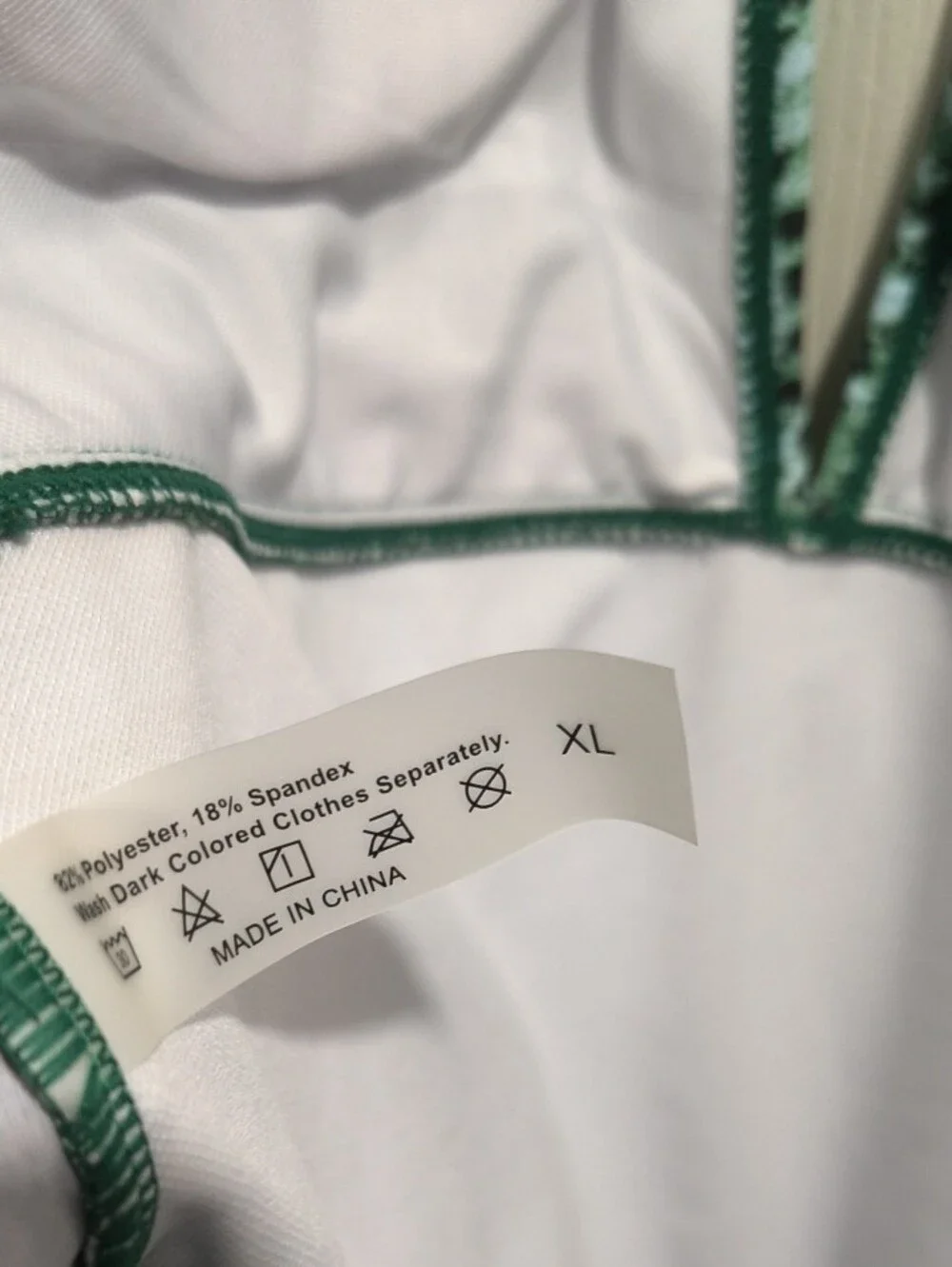 White Swim Top with Green Stitching - XL - Picture 3 of 6